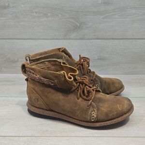 Born Women Ankle Brown Suede Boots Shoes Sz 9.5